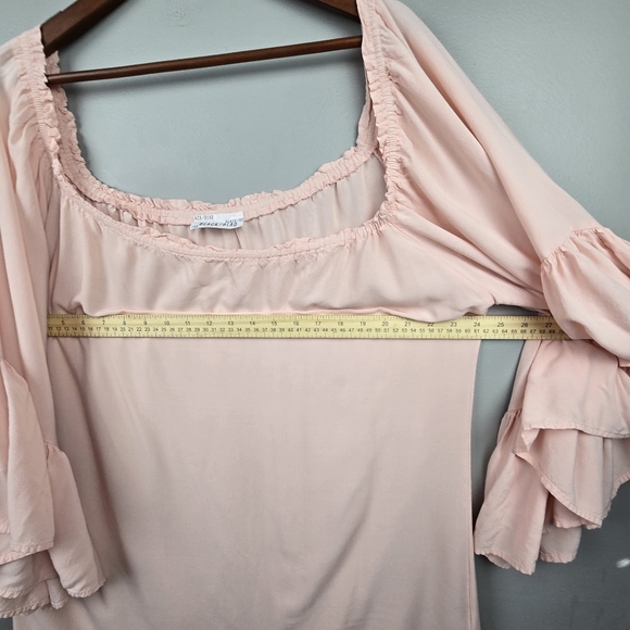 BLACK/BEAD Flowy Boho Cold Shoulder Blouse Blush Pink‎ Womens Plus Size 2X? - Picture 10 of 11